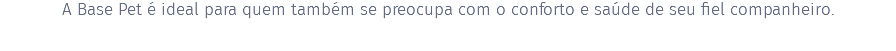 A Base Pet é ideal para quem também se preocupa com o conforto e saúde de seu fiel companheiro.
